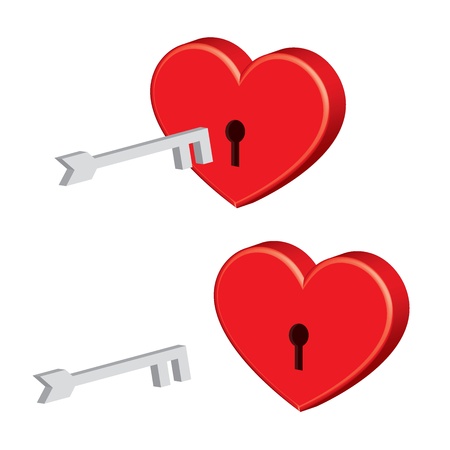 padlock heart with keyのイラスト素材