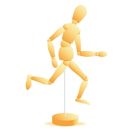 vector wooden figure runのイラスト素材