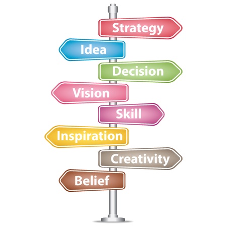 strategy word cloud colorful road sign のイラスト素材