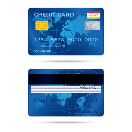 Ilustración de popular blue premium extended business credit card isolated  - Imagen libre de derechos