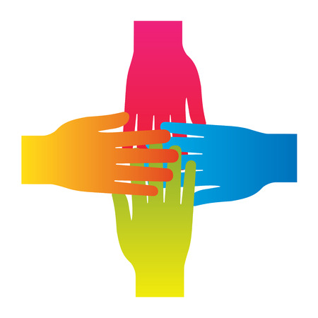 popular hand connecting teamwork icon concept isolated vectorのイラスト素材