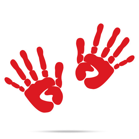popular scream red blood two handprints halloween isolated on white background vectorのイラスト素材