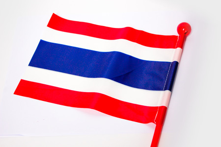 thailand national flag made from plastic isolated white backgroundの写真素材