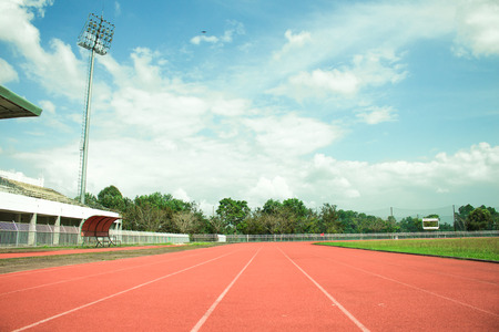 empty stadium arena and race running track treadmill backgroundの写真素材