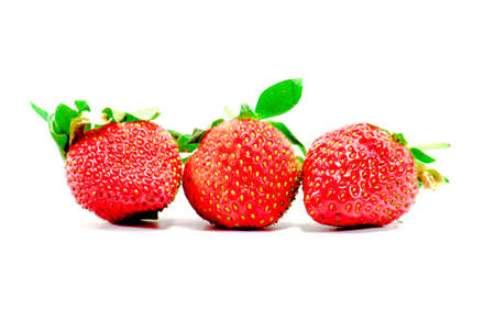 fresh strawberries isolate on white backgroundの写真素材