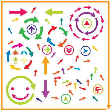 beautiful popular arrow sign symbol icon set circle internet web design buttonのイラスト素材