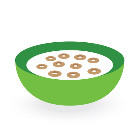 cereals bowl milk isolated on white backgroundのイラスト素材