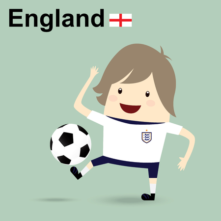 england national football team, businessman happy is playing soccer relax ideaのイラスト素材