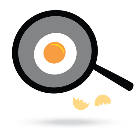 fried egg and frying panのイラスト素材