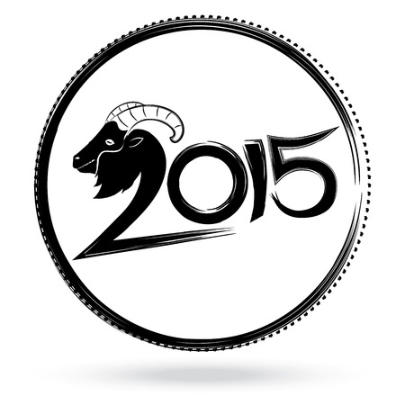 2015 merry christmas and happy new year, goat calligraphy wordingのイラスト素材