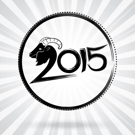 2015 merry christmas and happy new year, goat calligraphy wordingのイラスト素材