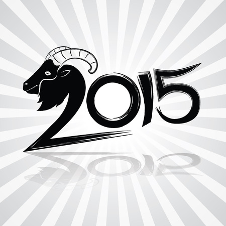 2015 merry christmas and happy new year, goat calligraphy wordingのイラスト素材