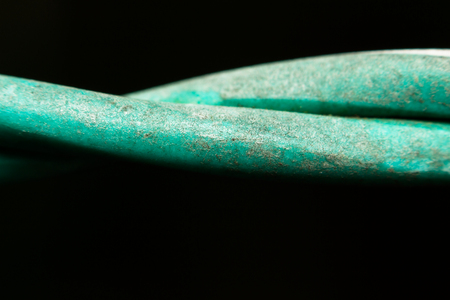 extra close-up soft focus wire macro on black backgroundの写真素材
