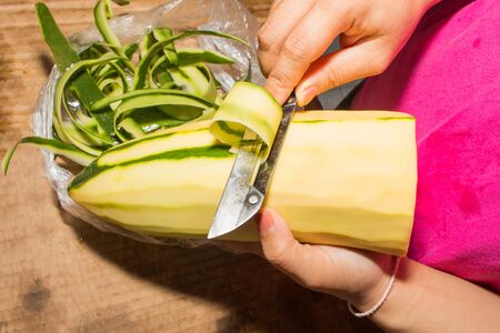 peeled papaya for recipe for green papaya saladの写真素材