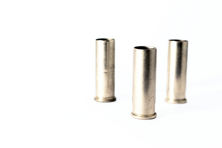 .38 special shell casings isolated on white background