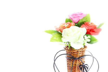 artificial flowers decorative isolated on the white backgroundの写真素材
