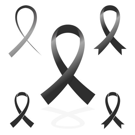 black sign ribbon cancer symbolのイラスト素材