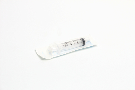 hypodermic syringe of pharmacy isolated on white backgroundの写真素材