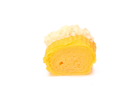 japanese tamago with tako sushi isolated on white backgroundの写真素材