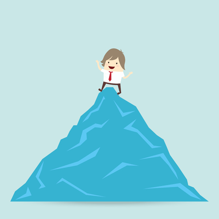 success businessman is win on top up the mountain, business conceptのイラスト素材