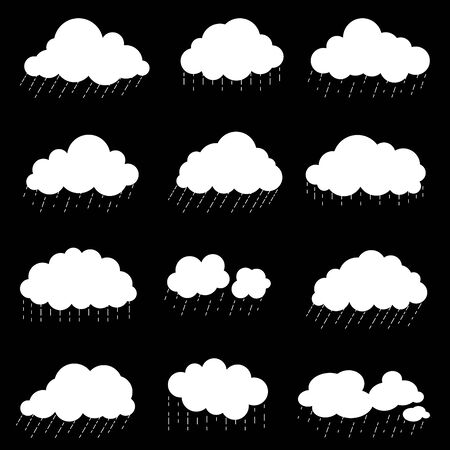 set cloud with rain, smoke element decor isolated for game art web designのイラスト素材