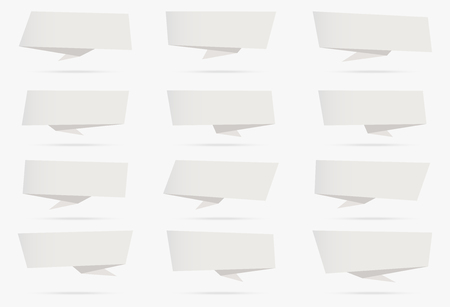 white banner origami ribbon paper infographic collection isolated on white backgroundのイラスト素材