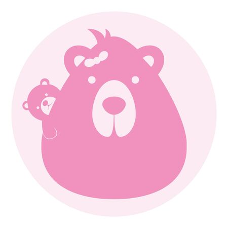 bear mom mother with baby logo silhouette head profile picture avatar userのイラスト素材