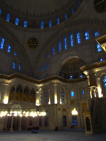 Meditation time. A group of worshipers praying at a mosque near the Grand Bazaar in Istanbul, Turkey.のeditorial素材