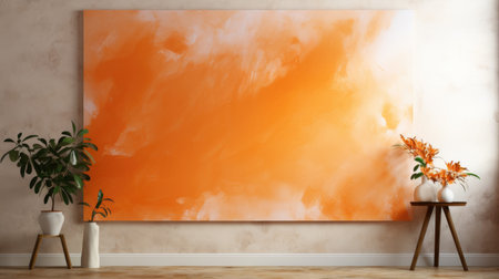 Abstract Orange watercolor painting backgroundの素材