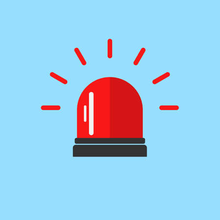 Flashing alarm signal. Police or ambulance red flasher siren logo. Flat style. Flasher alert icon. Simple flat vector illustrationのイラスト素材