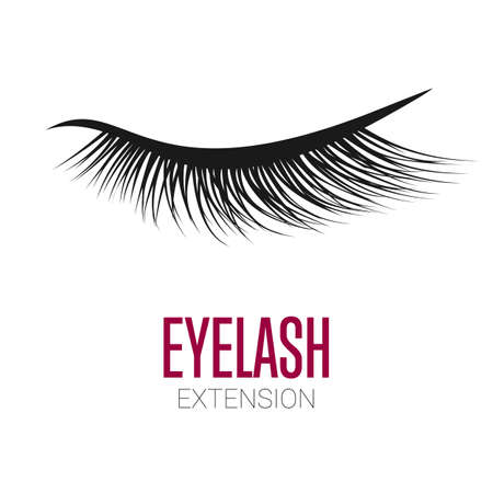 Black eyelash extension logo on white background. Vector illustrationのイラスト素材
