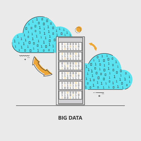 Big data. Statistics, information processing, cloud technologies. A set of elements for design. Vector illustration.のイラスト素材