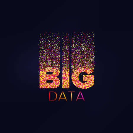 Inscription BIG DATA Analysis of Information. Machine learning algorithms. Minimalistic Infographics Design. science and technology background. Vector Illustration.のイラスト素材