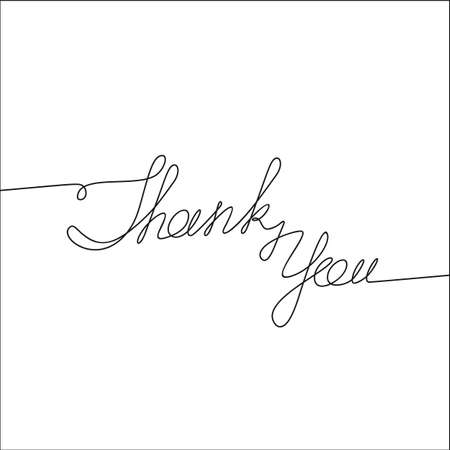 Thank You handwritten inscription. Hand drawn lettering. alligraphy. One line drawing of phrase. Vector illustrationのイラスト素材