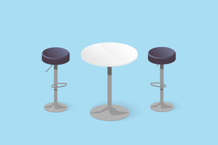 Set of bar stools and table. Bar chair. High chair. Bar interior design. Vector illustrationのイラスト素材