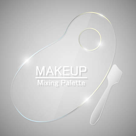 Palette for mixing beauty products. Makeup mixing palette.Cosmetic mixing palette.Blending palette. Spatula Tool. Transparent palette. Vector illustration.のイラスト素材