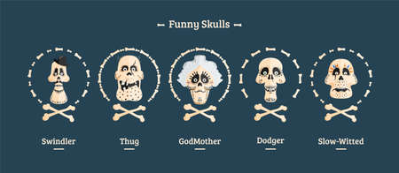 Day of the Dead. Set of skulls. Vector illustrationのイラスト素材