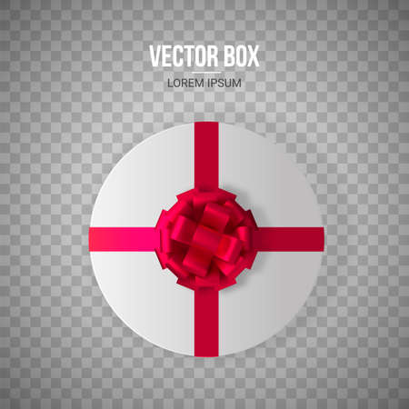 Gift box with a festive bow and red ribbons. Vector illustration.のイラスト素材