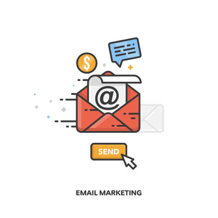 Email marketing concept design. Vector line designのイラスト素材