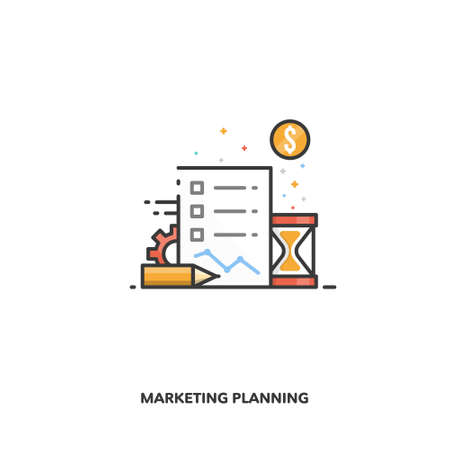 Marketing planning concept design. Vector line designのイラスト素材