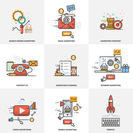 A set of elements for website design. Digital marketing. Vector illustrationのイラスト素材