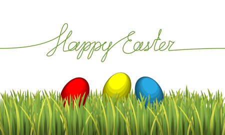 HAPPY EASTER handwritten inscription. Hand drawn lettering. alligraphy. One line drawing of phrase. Vector illustrationのイラスト素材