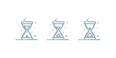 Set of hourglasses. Vector illustration. Flat linear design