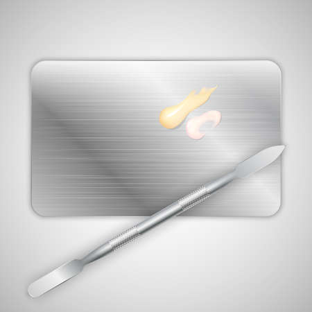 Metal mixing palette for makeup products.Vector illustrationのイラスト素材