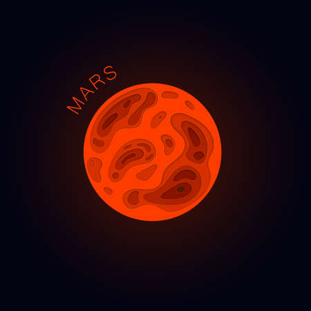 Mars. Planet in paper cut style. Vectorのイラスト素材