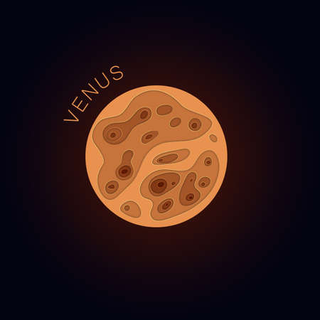 Venus. Planet in paper cut style. Vectorのイラスト素材