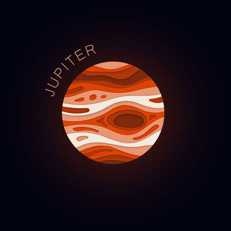 Jupiter. Planet in paper cut style. Vector