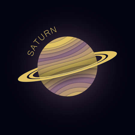 Saturn. Planet in paper cut style. Vector illustration
