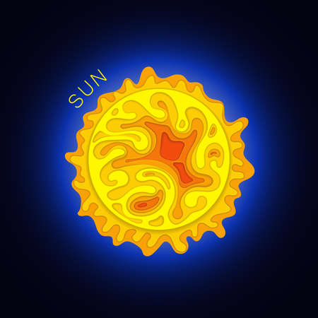 Sun. Star in paper cut style. Vector illustrationのイラスト素材