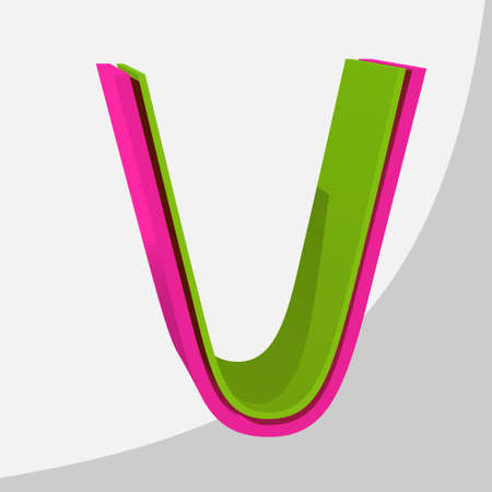 Colorful big 3D letter. Trendy vector illustration.のイラスト素材